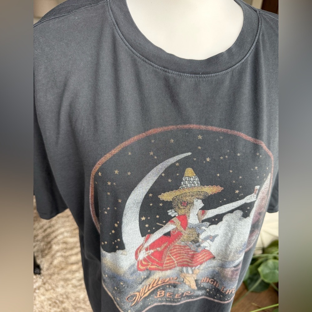 Lucky Brand SMALL Miller High Life Black Graphic Oversized Tee - Picture 3 of 9